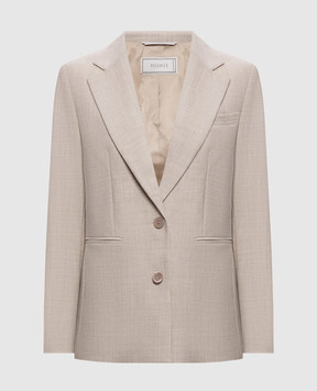 Peserico Beige wool jacket with lurex and monil chain A0170206413