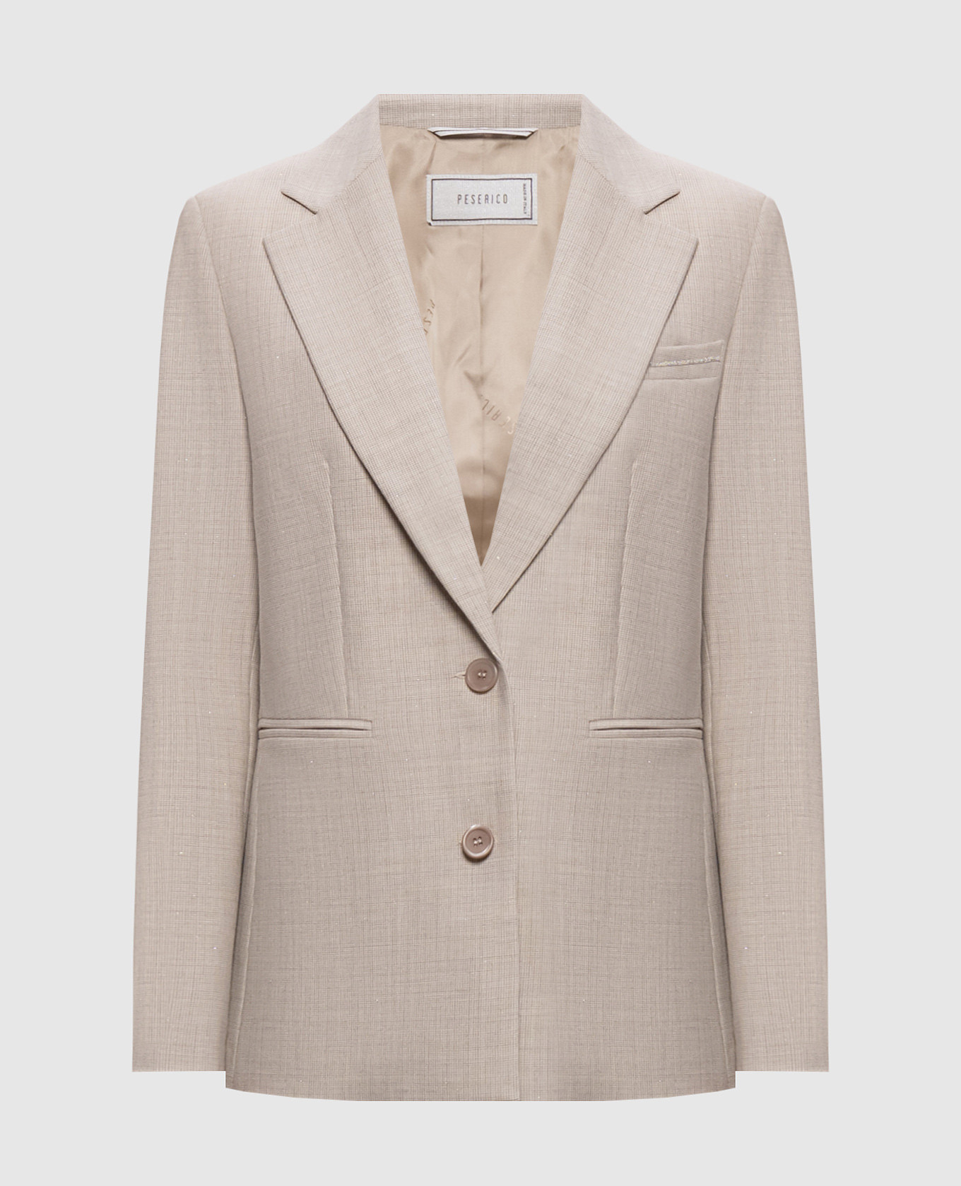Beige wool jacket with lurex and monil chain