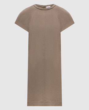 Brunello Cucinelli Brown dress with linen MH126AFR72