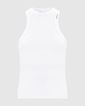 Dondup White ribbed top with logo DS071JS0314DXXX