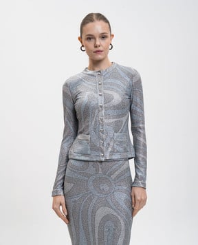 PUCCI Grey cardigan in Marmo print with lurex 5UJM705U767