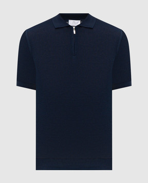 Pini Parma Blue polo with zipper POLRIBZIPBL