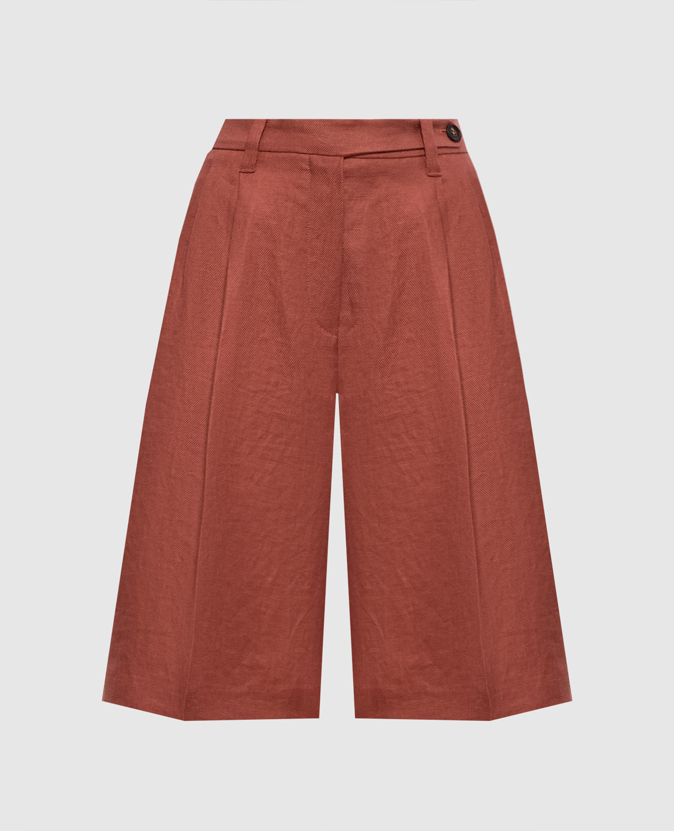 Terracotta linen Bermuda shorts
