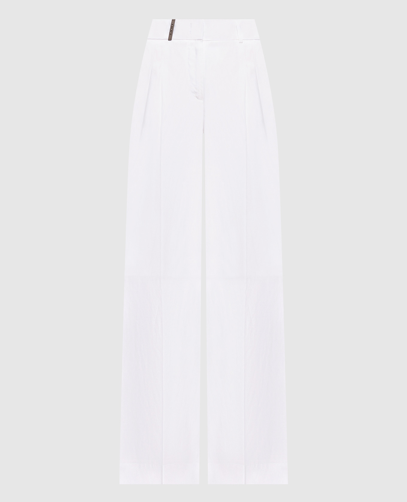 White silk pants with patch