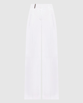 Peserico White silk pants with patch A04092D08372