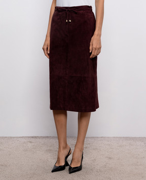 Max Mara Burgundy suede skirt GAZZA SMMGAZZA