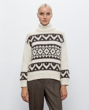 Peserico Ivory sweater with a pattern S99527F03G9243