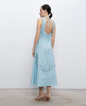 Twinset Blue dress with Richelieu embroidery 261TT2032