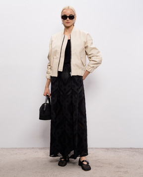 Babe Pay Pls Ivory leather bomber jacket 2411NATUREL