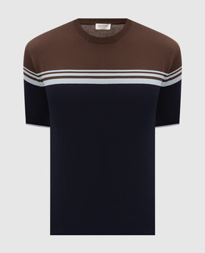 Bilancioni Blue T-shirt with contrast stripe BE26M3GF5