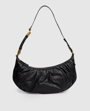 Balmain Ébène black leather hobo bag with logo print GN0BU051LOLP