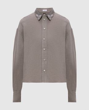 Brunello Cucinelli Khaki linen shirt MA698RH306
