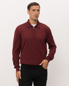 Bertolo Cashmere Burgundy wool and silk polo shirt 900837000006