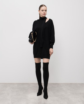Twinset Black wool mini dress with logo 252AT3100