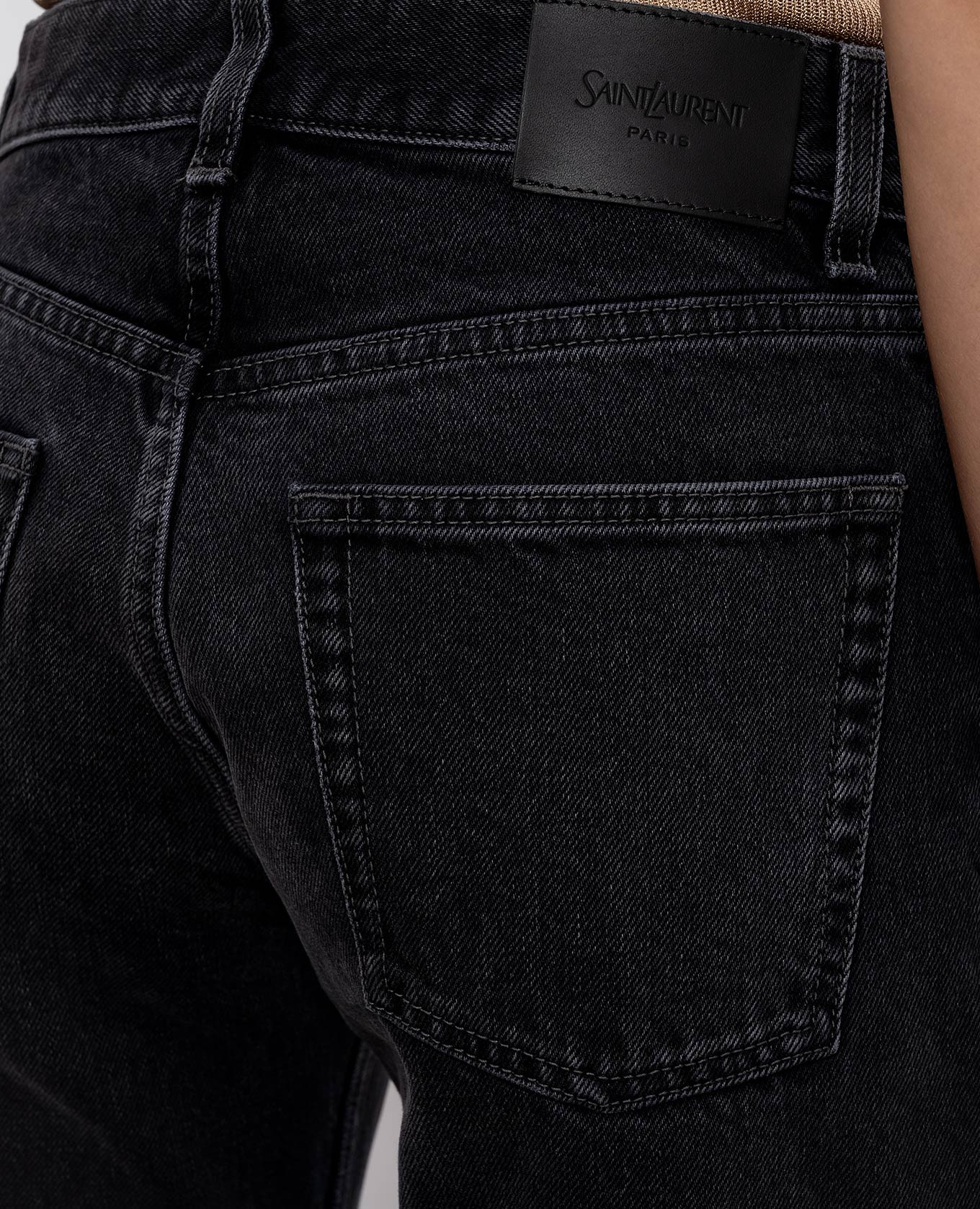 Grey jeans with logo patch Saint Laurent 5
