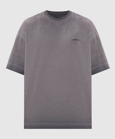 Graues T-Shirt mit gesticktem Logo