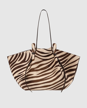 YUZEFI Mochi beige leather tote bag in animal print LARGEMOCHIPONY