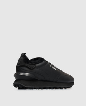 Iceberg Black leather sneakers with fur trim IU1883M