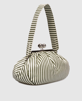 Max Mara Weekend Green striped leather bag WKAMEDIUM