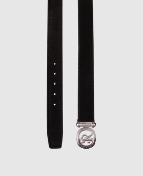 Stefano Ricci Black suede belt with monogram logo N381SDC527U