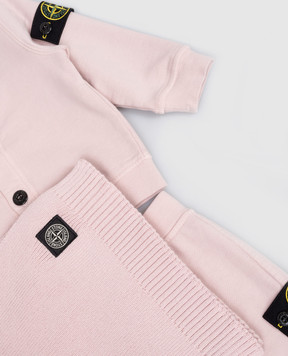 Stone Island Children's pink set of cardigan, pants and blanket L1S16M200001S0917