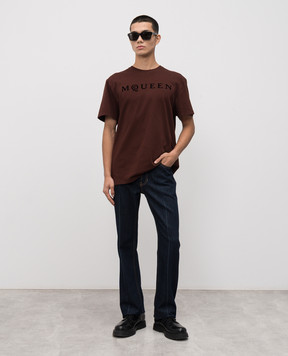 Alexander McQueen Brown T-shirt with logo 847750QTAD5