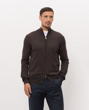 Cashmere&Whiskey Brown merino wool cardigan 97396