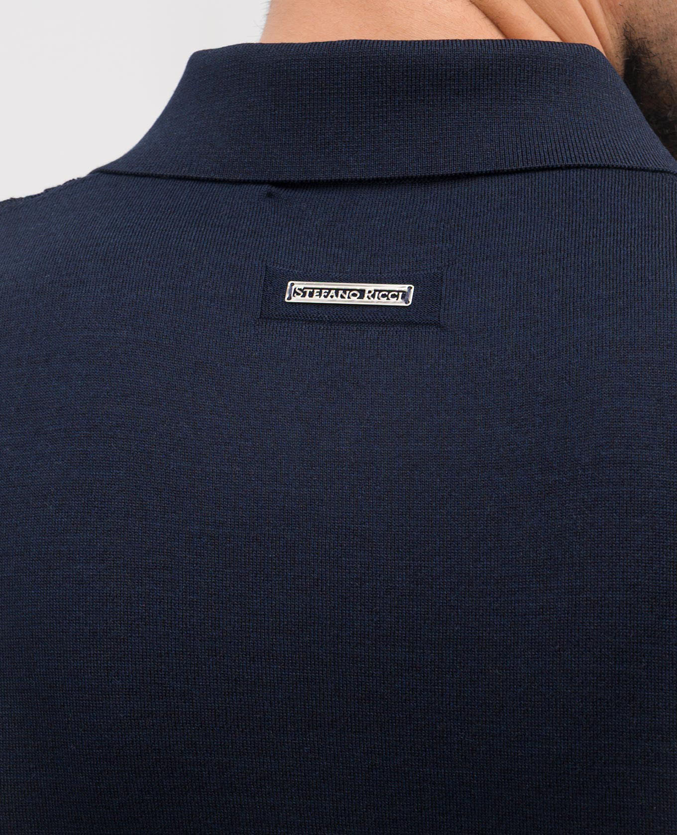 

Blue silk polo with logo Stefano Ricci