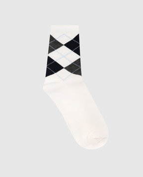 Juun.j Ivory socks with a geometric pattern JW67KTW001