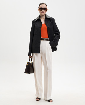 Max Mara SUMERO white linen pants with belt MSTSUMERO