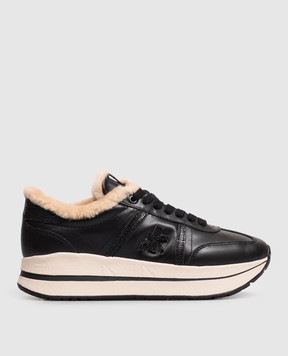 Premiata Bethcoin black leather sneakers with fur BETHCOIN8503M
