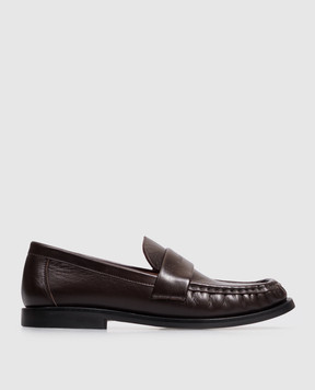 Fabiana Filippi Brown leather loafers with embossed logo ASD216A843M515