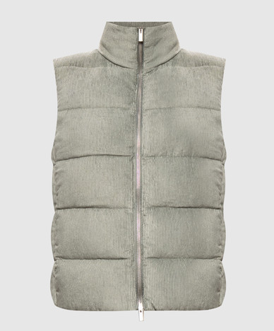 Green corduroy down vest
