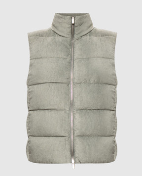 Peserico Green corduroy down vest A0347502246