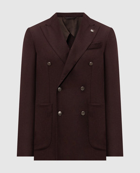 Peserico Burgundy double-breasted wool jacket R5103602710