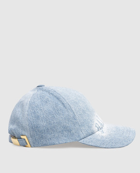 Balmain Blue denim cap with logo GH1XA562DG11