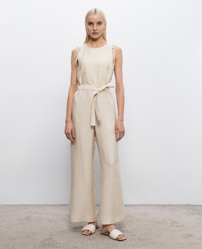 Peserico Beige jumpsuit with linen S02245A05435