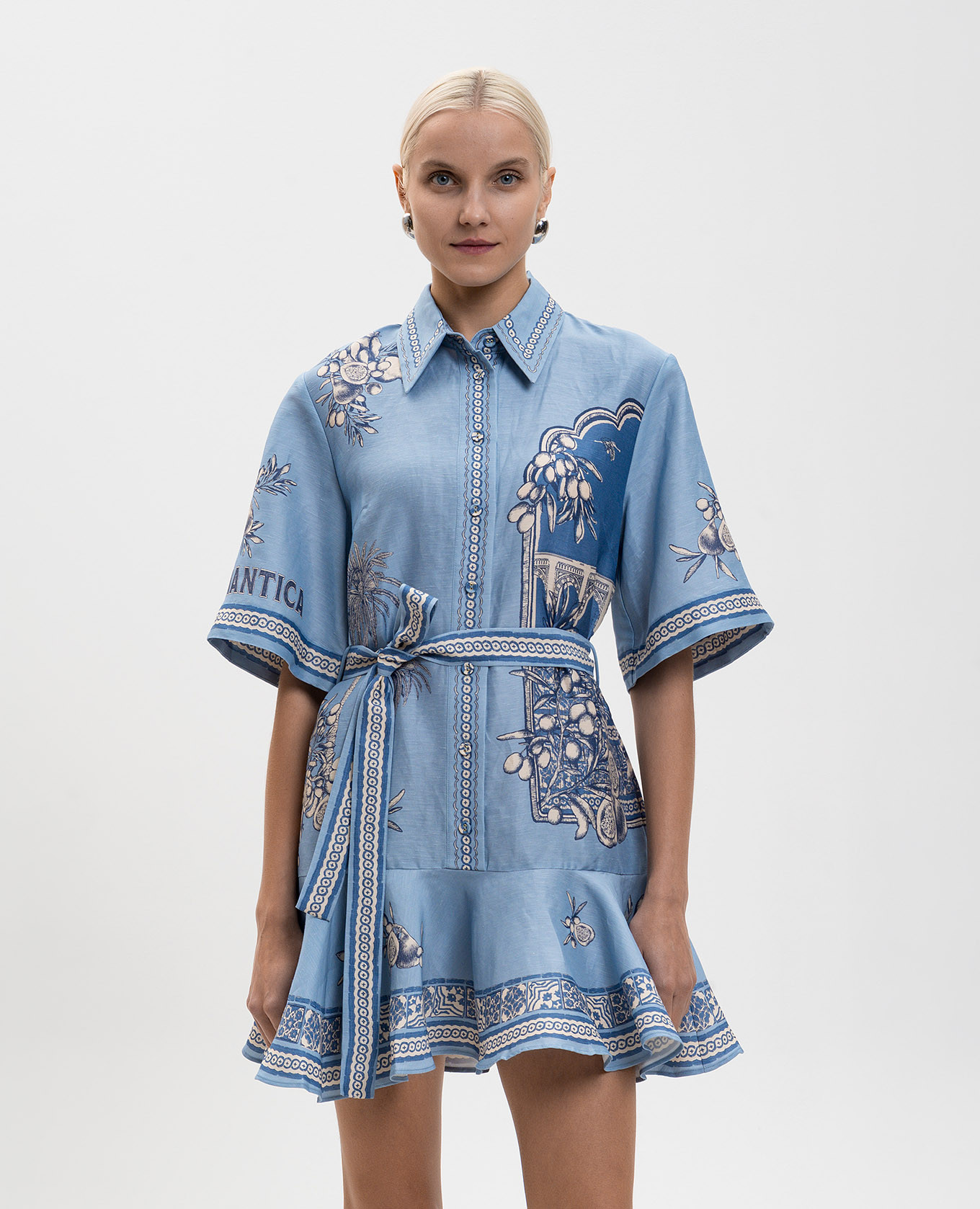 

Villa Romantica blue shirt dress with linen Alemais, Light blue
