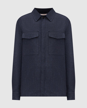 Agnona Blue linen shirt-style jacket TS09U1YU3047