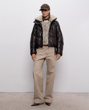 Brunello Cucinelli Brown leather down jacket MPCTN7552