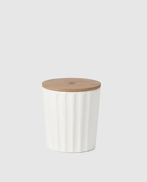 Brunello Cucinelli White scented candle in a ceramic candle holder MLCANDRV2