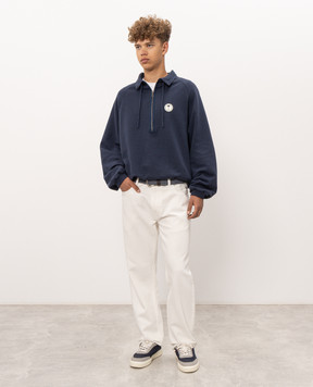 Palm Angels Blue sweatshirt with logo patch PAMBA010FL001