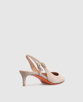 Santoni Beige suede slingbacks WDLQ71407HA2NMGD