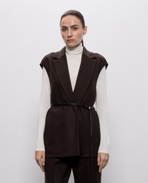 Agnona Brown B-jersey wool and cashmere vest TV1202AYD708