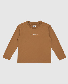 C.P. Company Children's brown long-sleeve shirt with logo print CNO003LAA171014