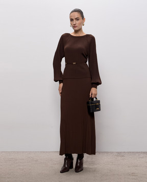 Twinset Brown jumper with belt 262TT3451