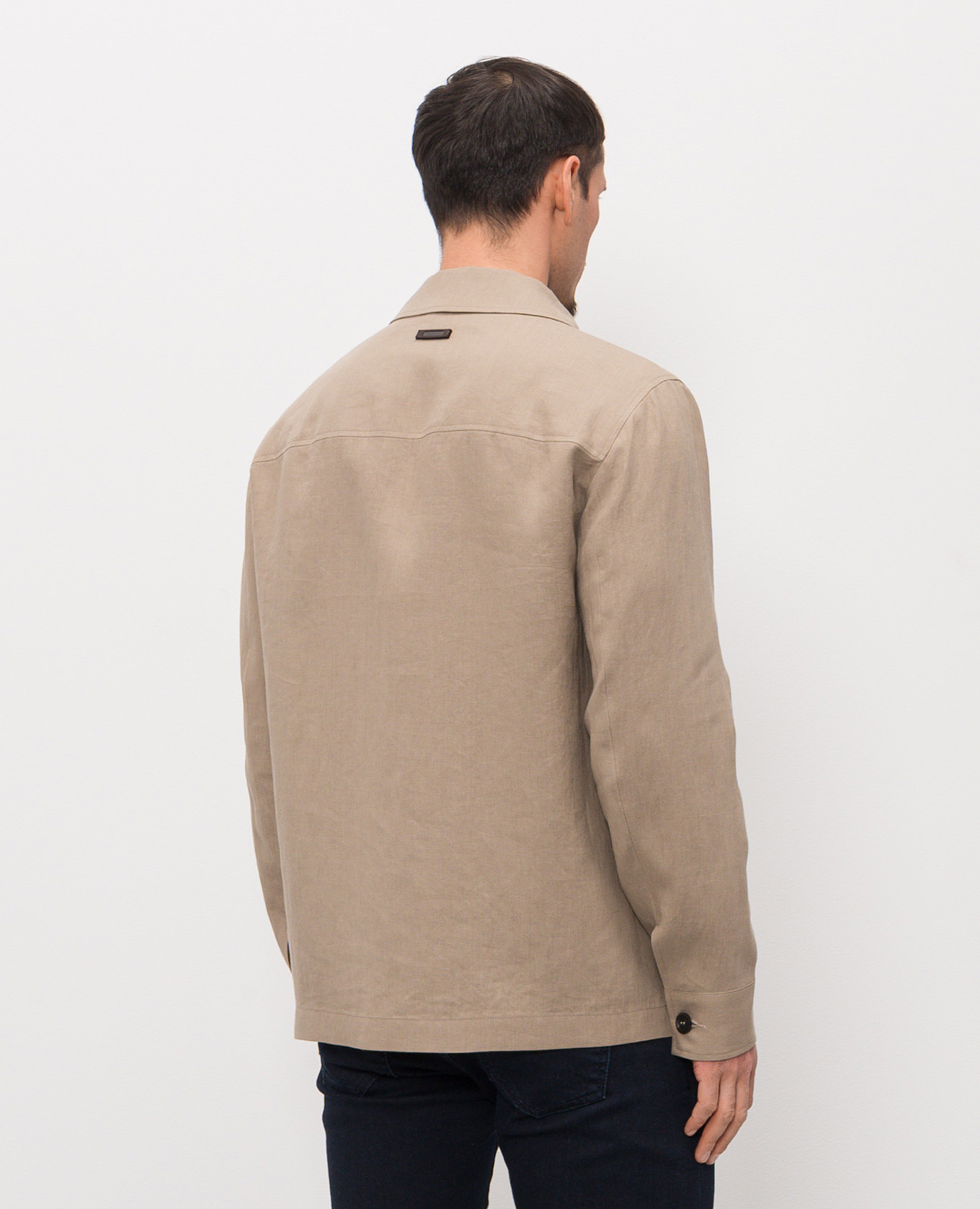 Brown linen shirt jacket Peserico 4