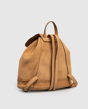Ermanno Scervino Brown suede backpack with fringe D483S308TRIFV