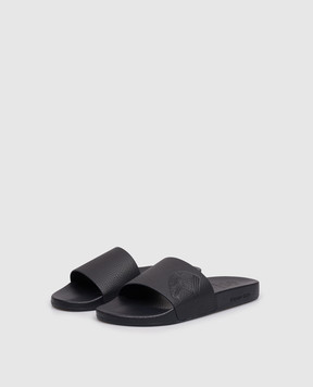 Stefano Ricci Blue leather sliders with embossed logo UG31G760VD