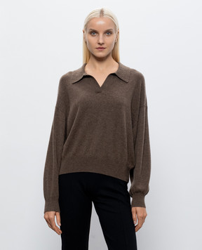LISA YANG Katriel brown cashmere pullover with polo collar 2026310